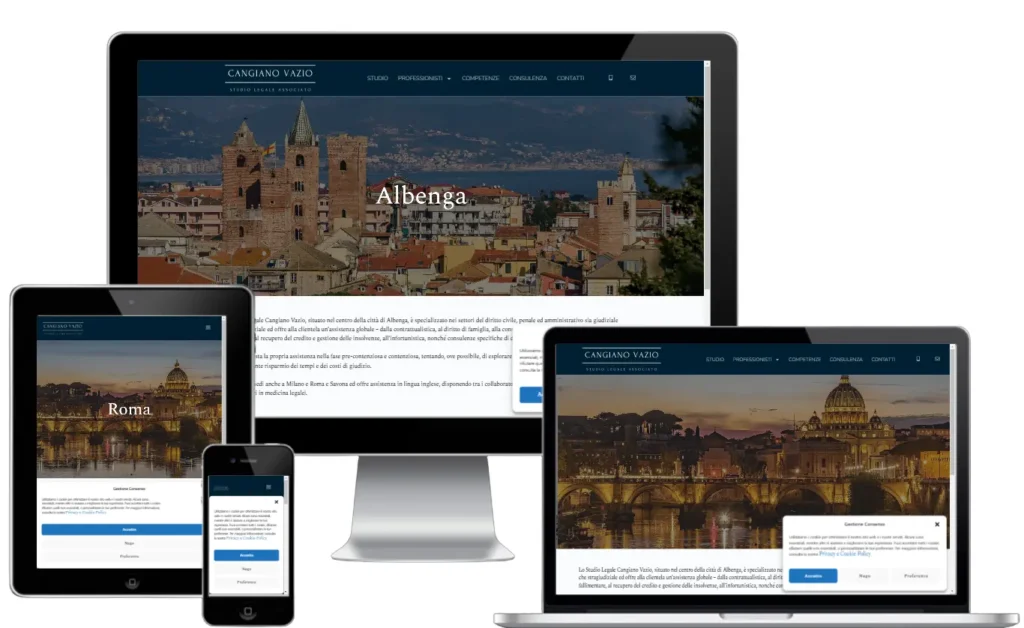 Realizzazione sito web Studio Legale Cangiano Vazio ad Albenga, Savona, Milano, Roma